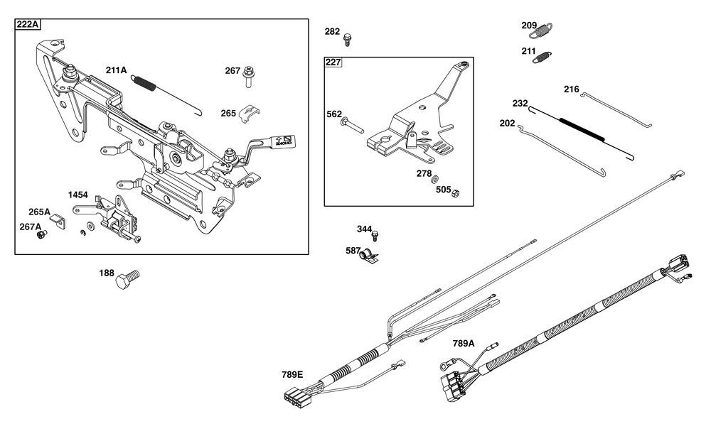Controls Group Diagram and Parts List for 613477-4237-J1 400000 - 699999 Briggs and Stratton Engine